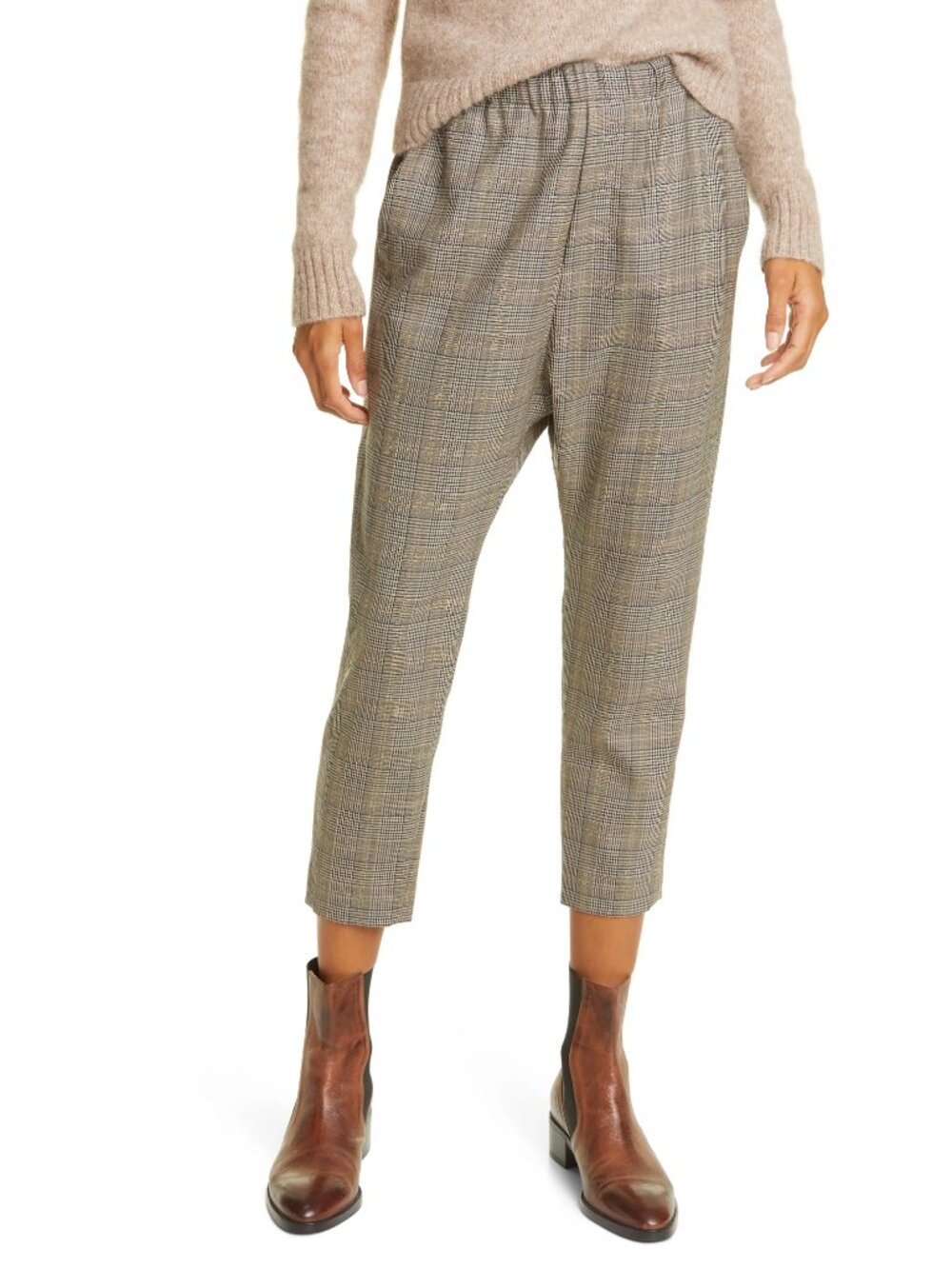 Nili Lotan Delancy Pant in Brown Check, size 8